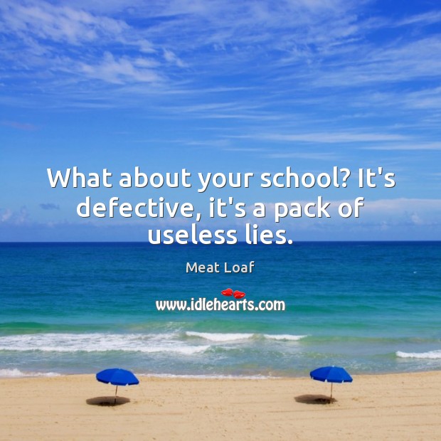 What about your school? It’s defective, it’s a pack of useless lies. Meat Loaf Picture Quote