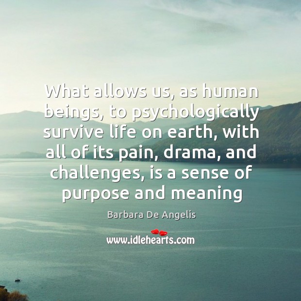 What allows us, as human beings, to psychologically survive life on earth, Barbara De Angelis Picture Quote