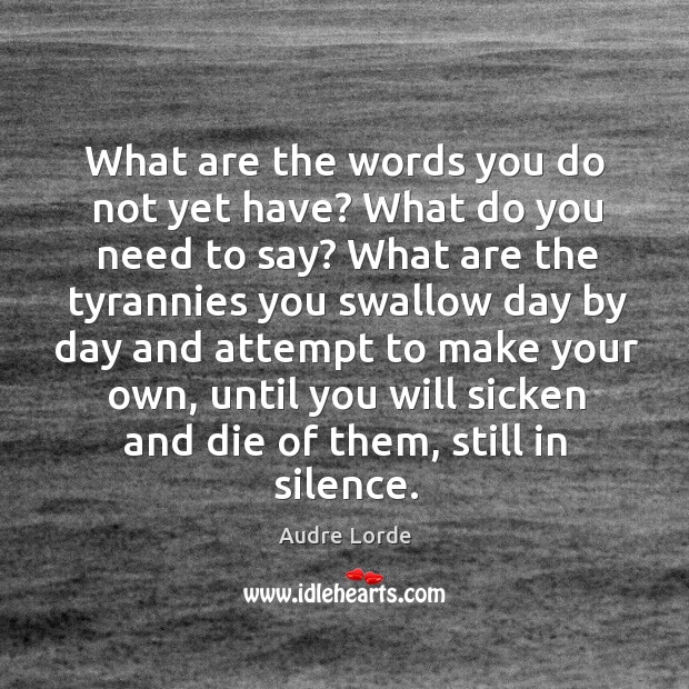 What are the words you do not yet have? What do you Audre Lorde Picture Quote