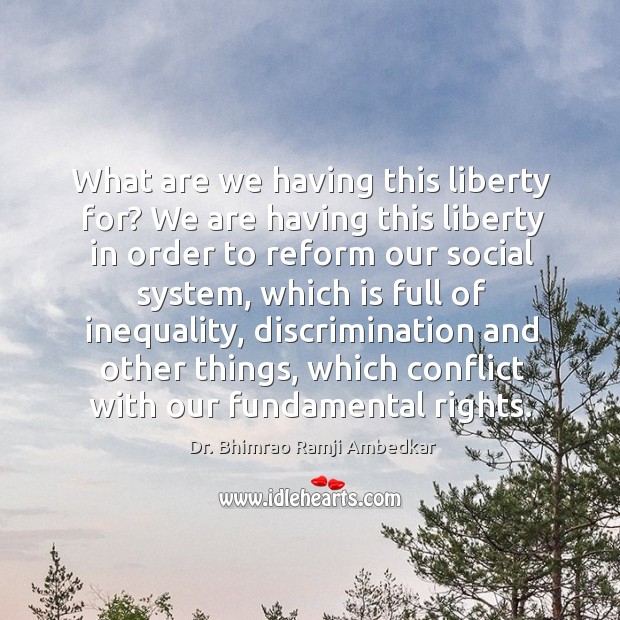 What are we having this liberty for? we are having this liberty in order to reform our social system Image