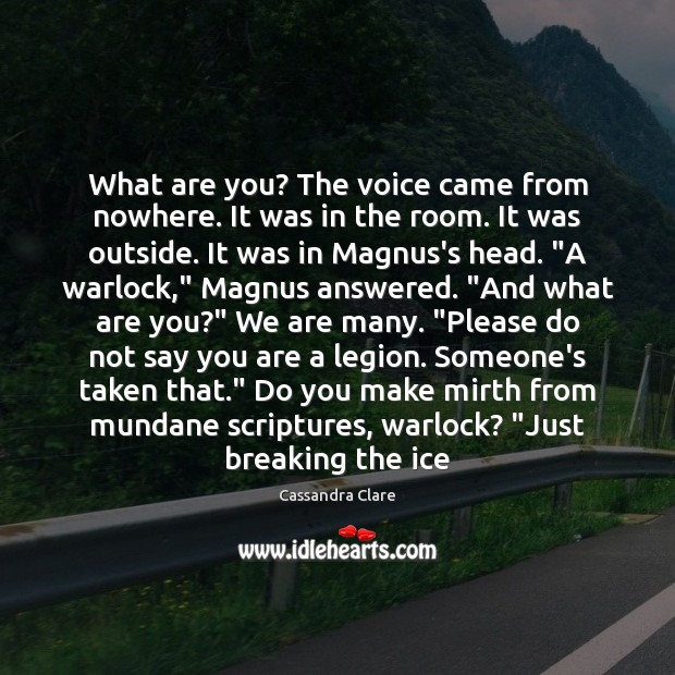 What are you? The voice came from nowhere. It was in the Image