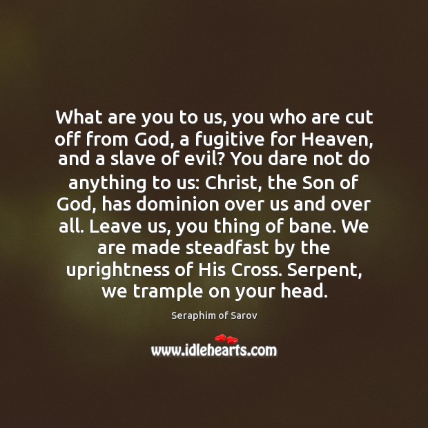 What are you to us, you who are cut off from God, Seraphim of Sarov Picture Quote