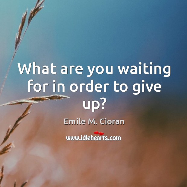 What are you waiting for in order to give up? Emile M. Cioran Picture Quote