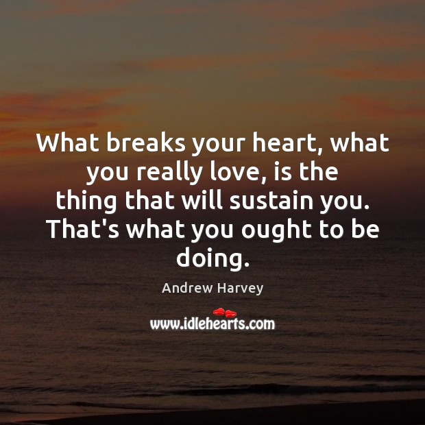 What breaks your heart, what you really love, is the thing that Andrew Harvey Picture Quote