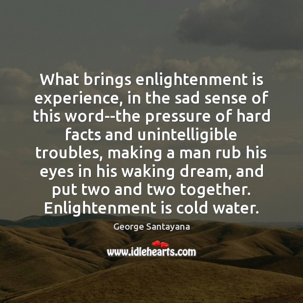 What brings enlightenment is experience, in the sad sense of this word–the Image