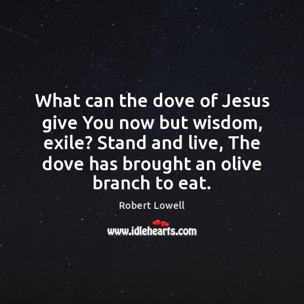 What can the dove of Jesus give You now but wisdom, exile? Robert Lowell Picture Quote