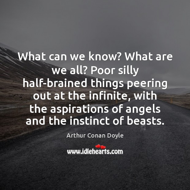 What can we know? What are we all? Poor silly half-brained things Image