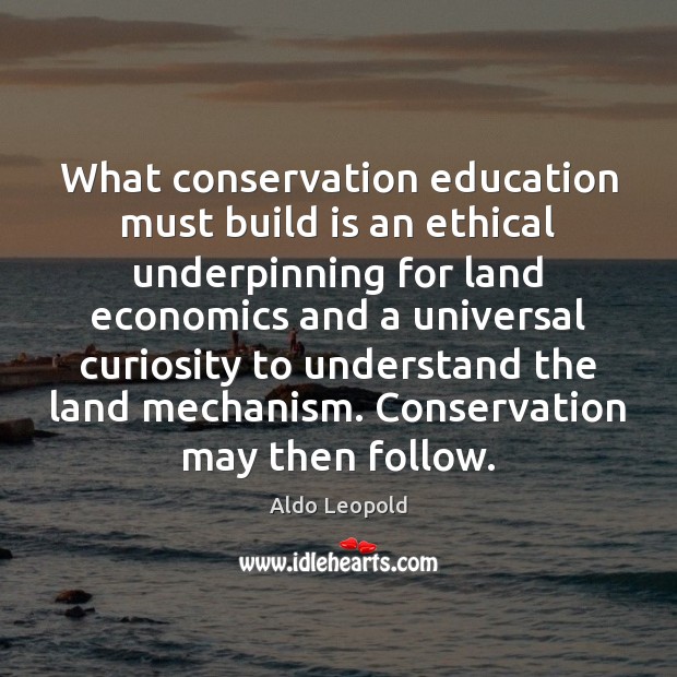 What conservation education must build is an ethical underpinning for land economics Aldo Leopold Picture Quote