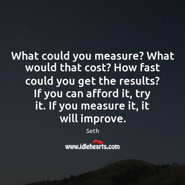 What could you measure? What would that cost? How fast could you Seth Picture Quote