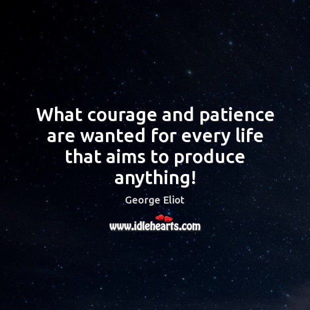 What courage and patience are wanted for every life that aims to produce anything! 