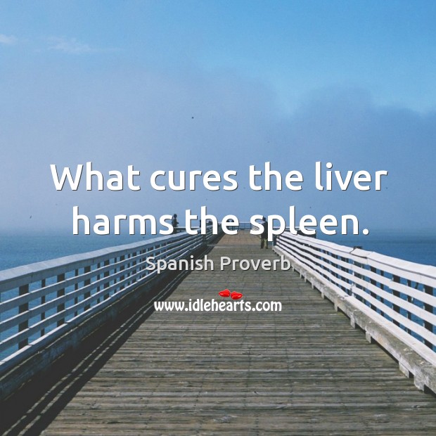 What cures the liver harms the spleen. Spanish Proverbs Image