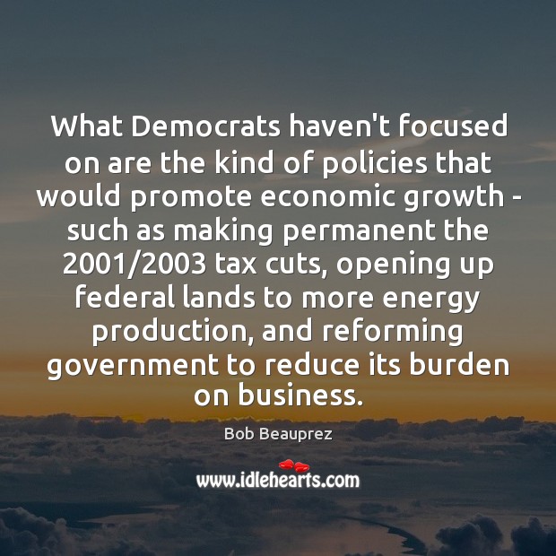 What Democrats haven’t focused on are the kind of policies that would Bob Beauprez Picture Quote