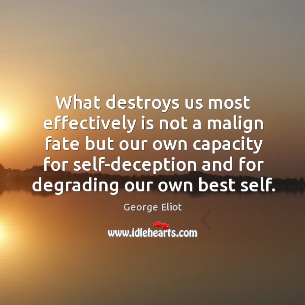 What destroys us most effectively is not a malign fate but our Image
