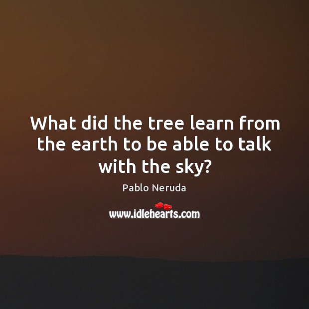 What did the tree learn from the earth to be able to talk with the sky? Pablo Neruda Picture Quote
