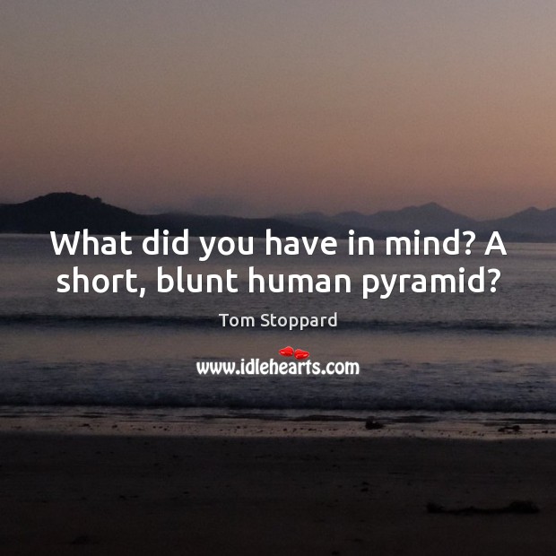 What did you have in mind? A short, blunt human pyramid? Tom Stoppard Picture Quote