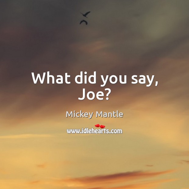 What did you say, Joe? Image