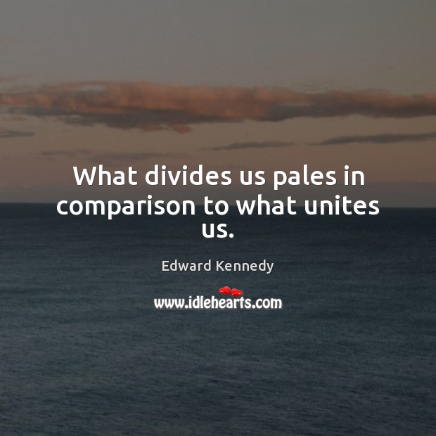 What divides us pales in comparison to what unites us. Image