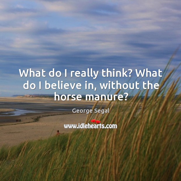 What do I really think? what do I believe in, without the horse manure? George Segal Picture Quote