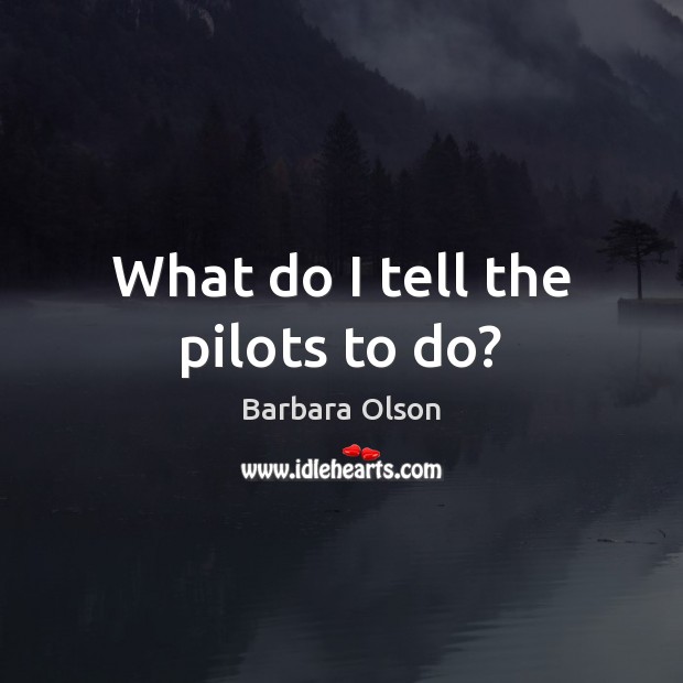 What do I tell the pilots to do? Barbara Olson Picture Quote