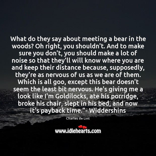 What do they say about meeting a bear in the woods? Oh Image