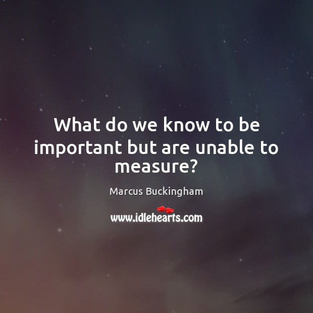 What do we know to be important but are unable to measure? Image