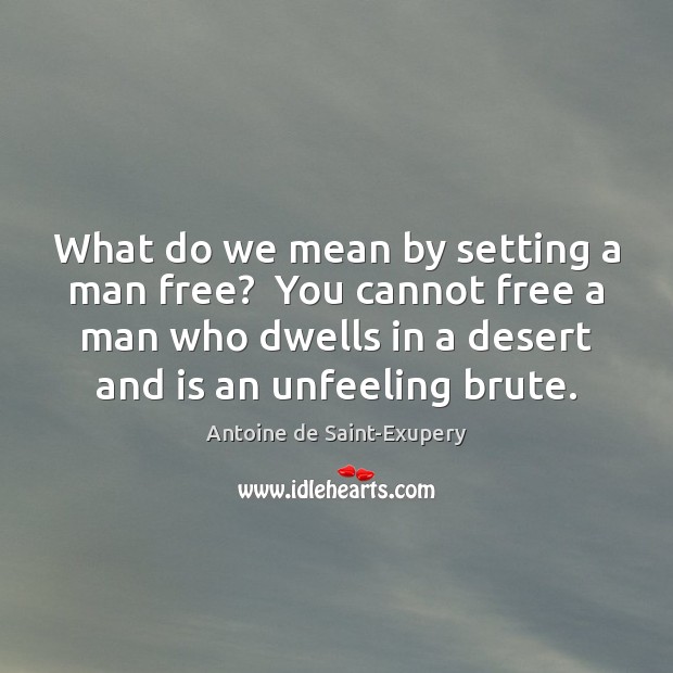 What do we mean by setting a man free?  You cannot free Antoine de Saint-Exupery Picture Quote