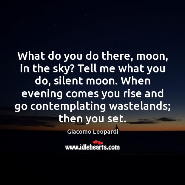 What do you do there, moon, in the sky? Tell me what Giacomo Leopardi Picture Quote