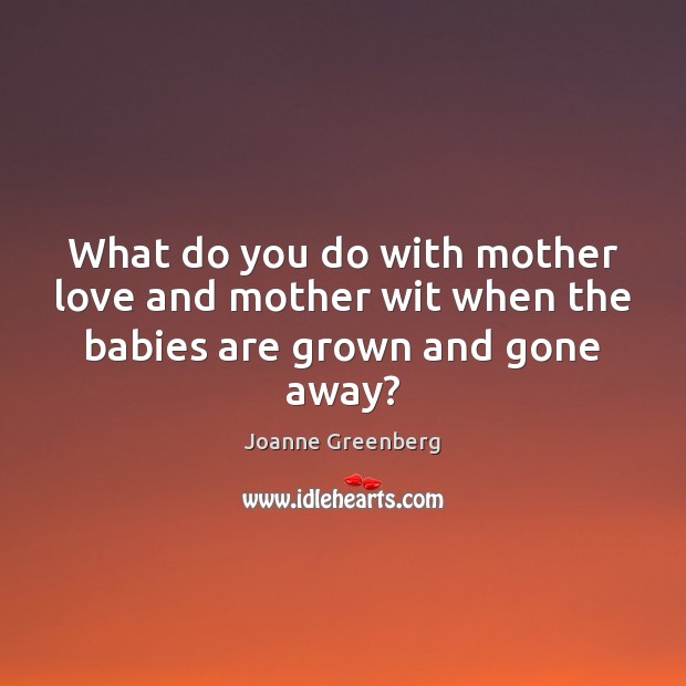 What do you do with mother love and mother wit when the babies are grown and gone away? Joanne Greenberg Picture Quote