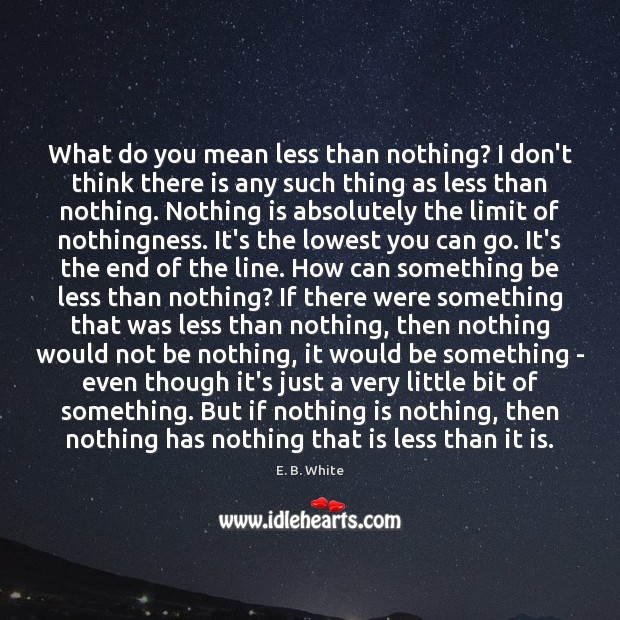 What do you mean less than nothing? I don’t think there is E. B. White Picture Quote