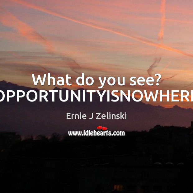 What do you see? OPPORTUNITYISNOWHERE Ernie J Zelinski Picture Quote