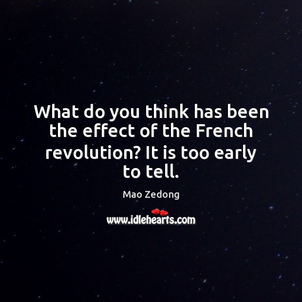 What do you think has been the effect of the French revolution? It is too early to tell. Image