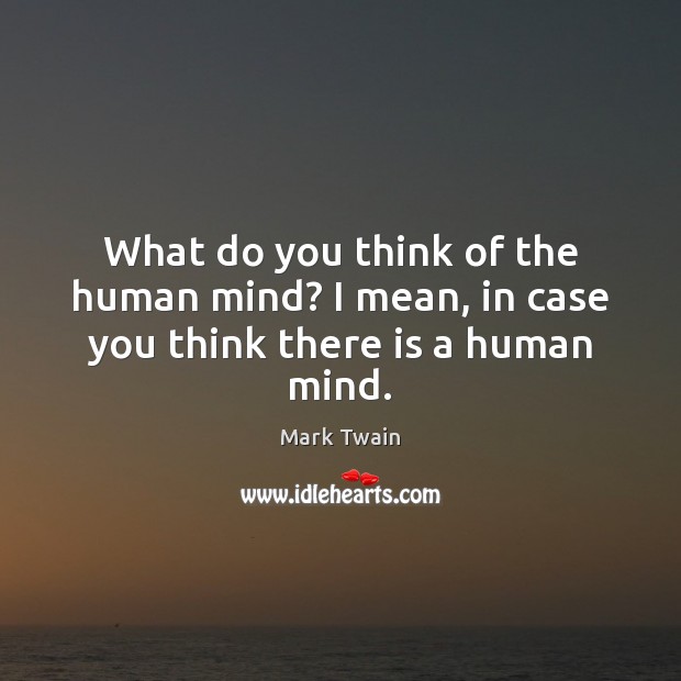 What do you think of the human mind? I mean, in case you think there is a human mind. Image