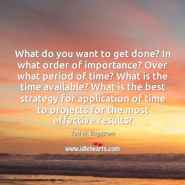 What do you want to get done? in what order of importance? over what period of time? Image