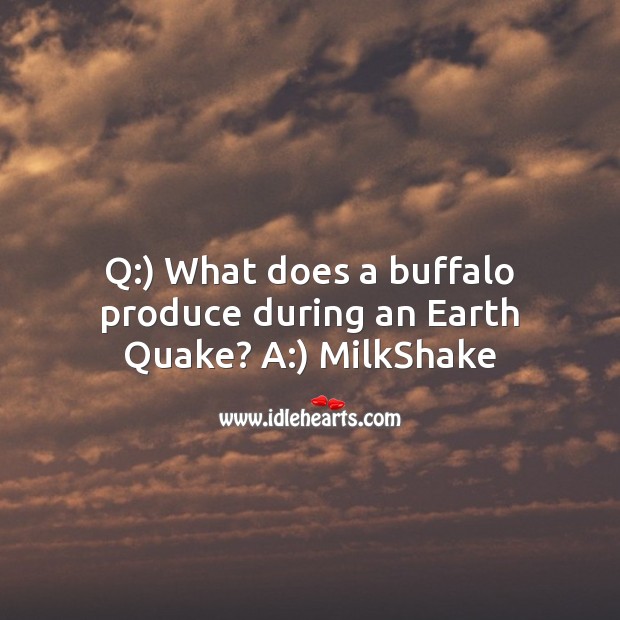 What does a buffalo produce during an earth quake? Funny Messages Image