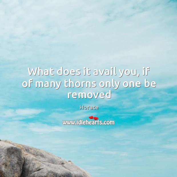 What does it avail you, if of many thorns only one be removed Horace Picture Quote