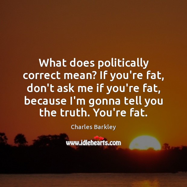 What does politically correct mean? If you’re fat, don’t ask me if Image