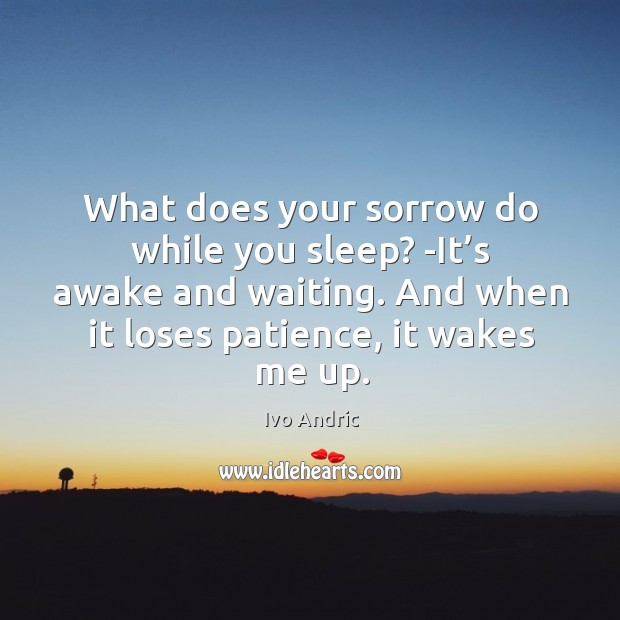What does your sorrow do while you sleep? -It’s awake and Ivo Andric Picture Quote