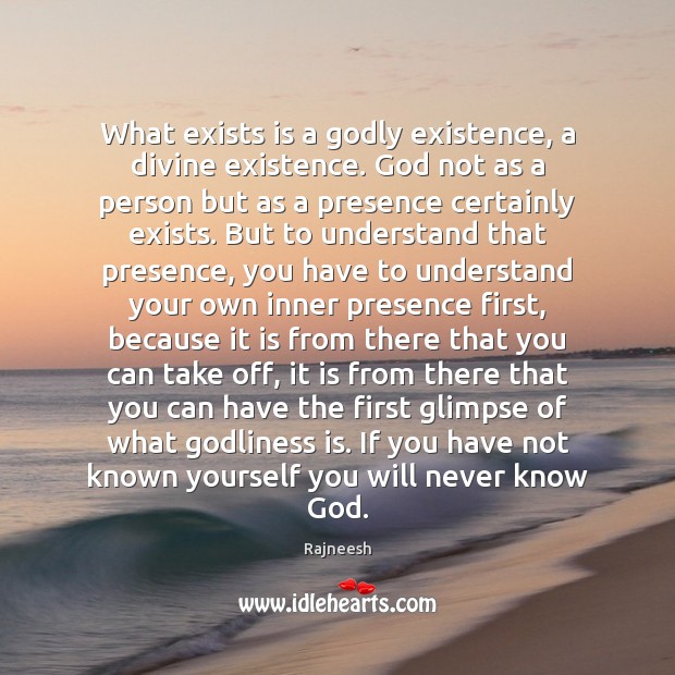 What exists is a Godly existence, a divine existence. God not as Image