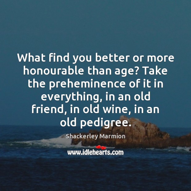 What find you better or more honourable than age? Take the preheminence Shackerley Marmion Picture Quote