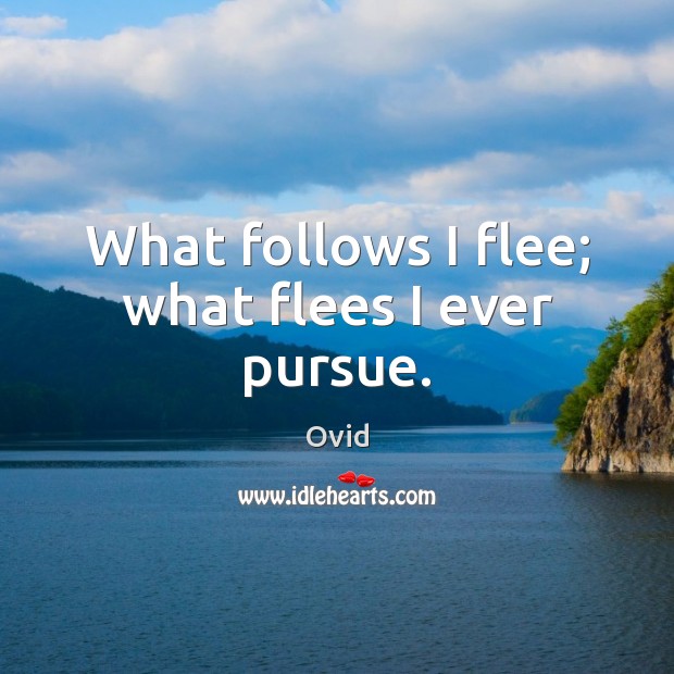 What follows I flee; what flees I ever pursue. Image