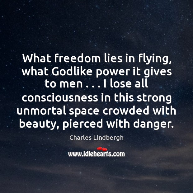 What freedom lies in flying, what Godlike power it gives to men . . . Image