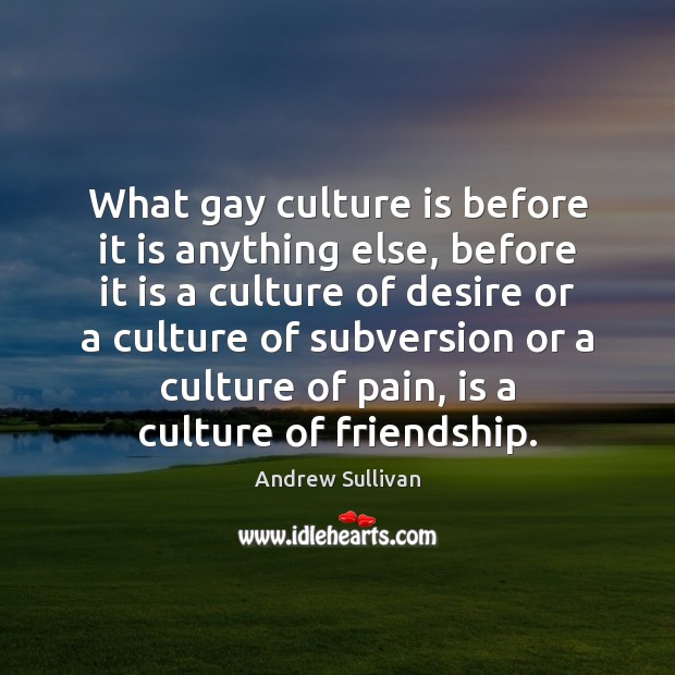 What gay culture is before it is anything else, before it is Andrew Sullivan Picture Quote
