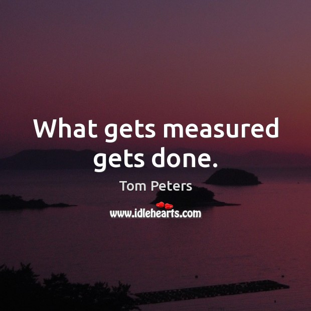 What gets measured gets done. Tom Peters Picture Quote