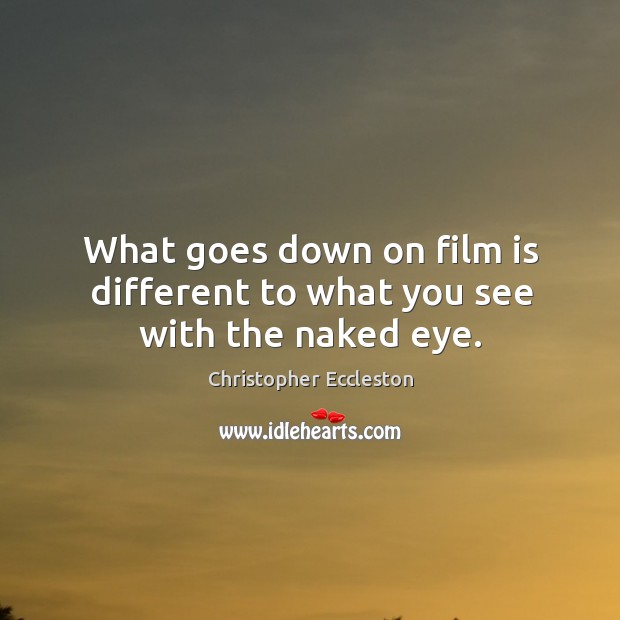 What goes down on film is different to what you see with the naked eye. Christopher Eccleston Picture Quote