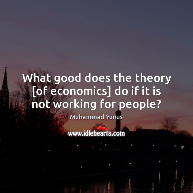 What good does the theory [of economics] do if it is not working for people? Muhammad Yunus Picture Quote