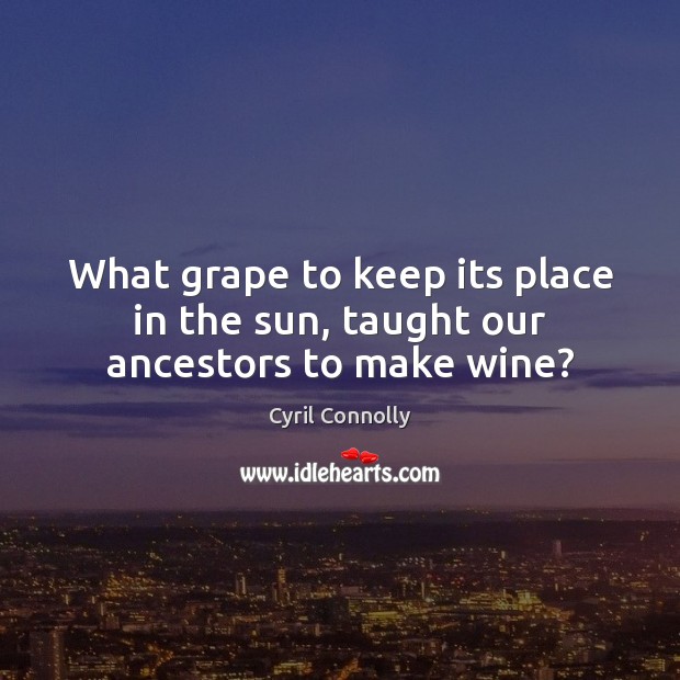 What grape to keep its place in the sun, taught our ancestors to make wine? Cyril Connolly Picture Quote