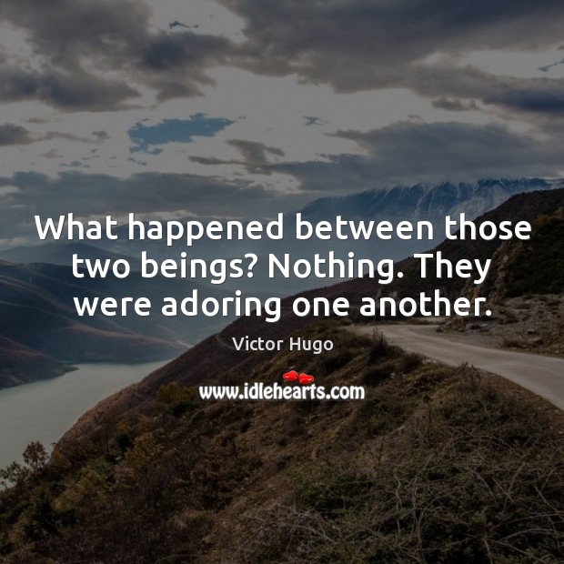 What happened between those two beings? Nothing. They were adoring one another. Victor Hugo Picture Quote