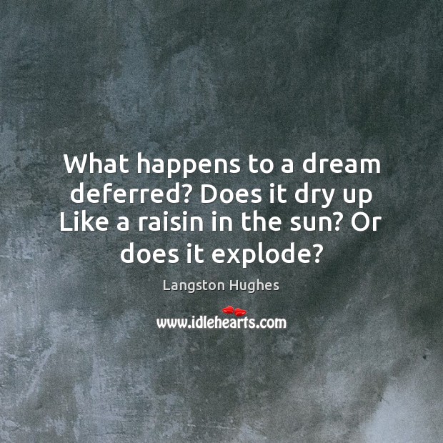 What happens to a dream deferred? Does it dry up Like a Langston Hughes Picture Quote