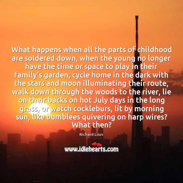 What happens when all the parts of childhood are soldered down, when Richard Louv Picture Quote