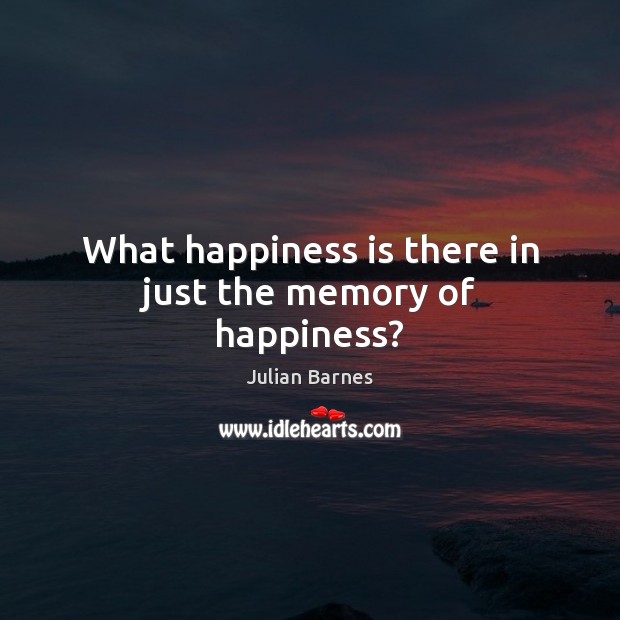 What happiness is there in just the memory of happiness? Julian Barnes Picture Quote